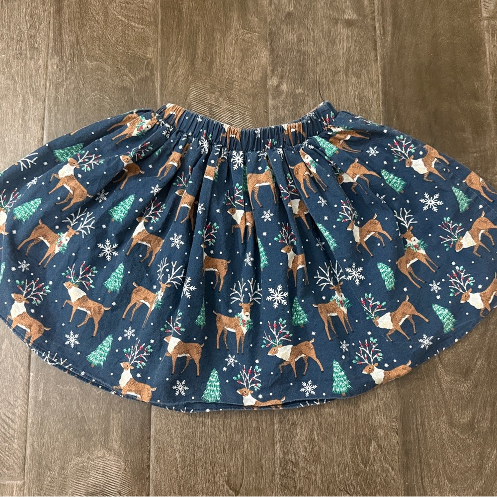 Ricrac & Ruffles Holiday Winter Deer Print Skirt